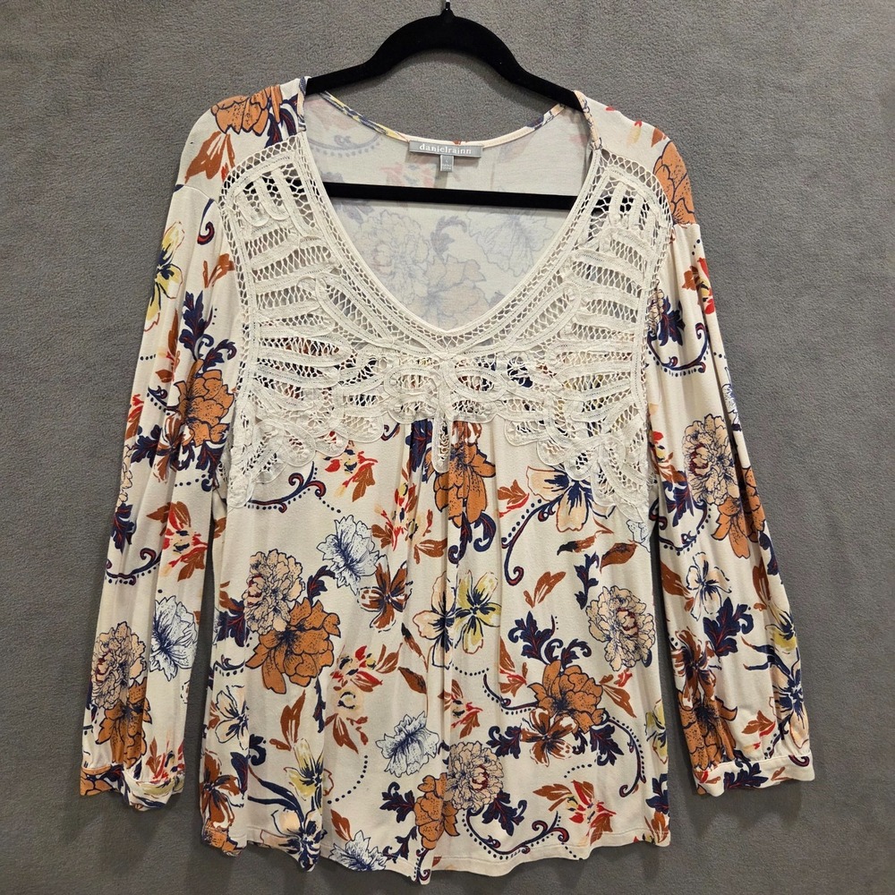Daniel Rainn Top Womens Size Large Floral Crochet Lace Cottage Boho‎ Flowy